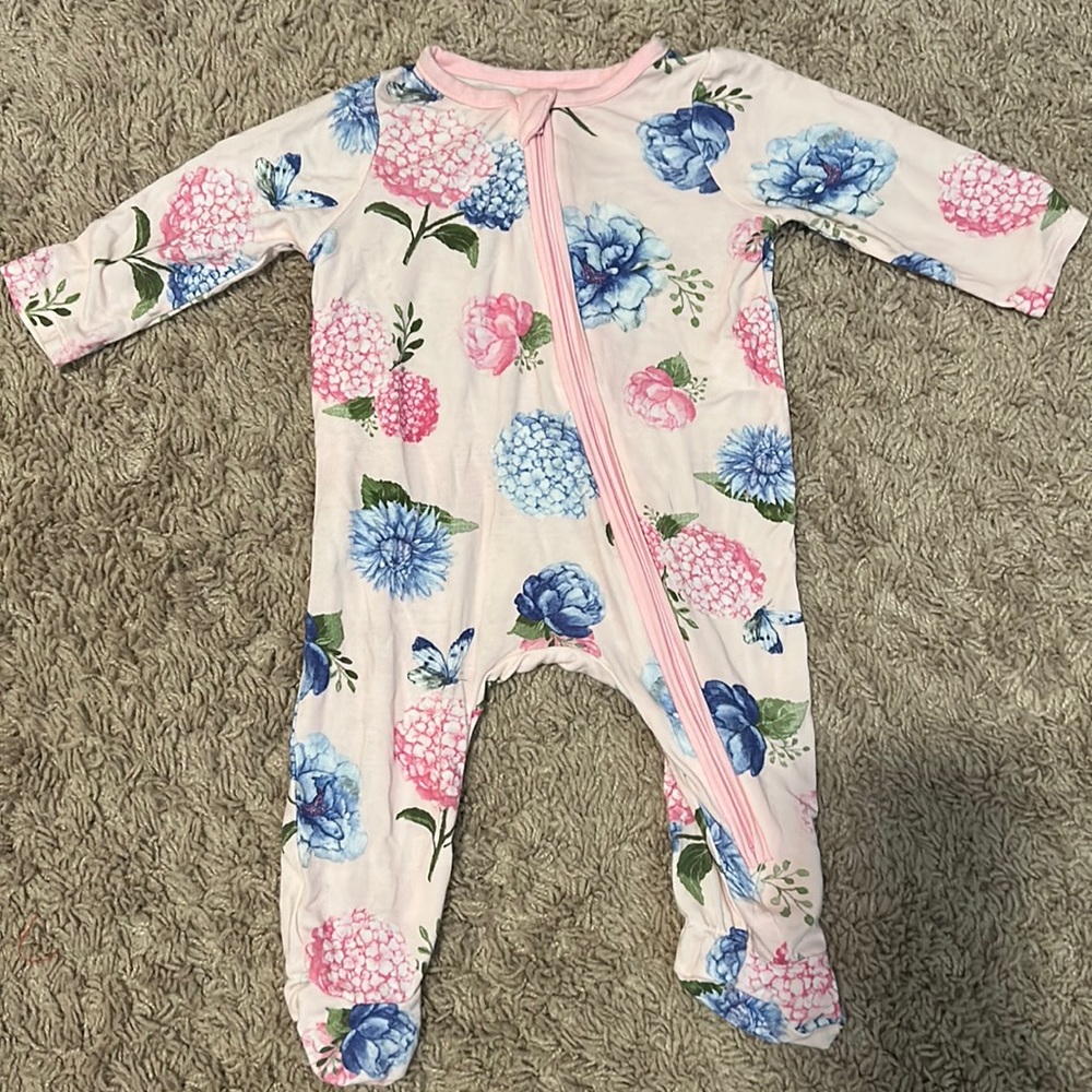 Mud Pie footies 0-3 month floral